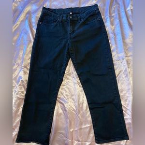Levi’s black straight jeans.